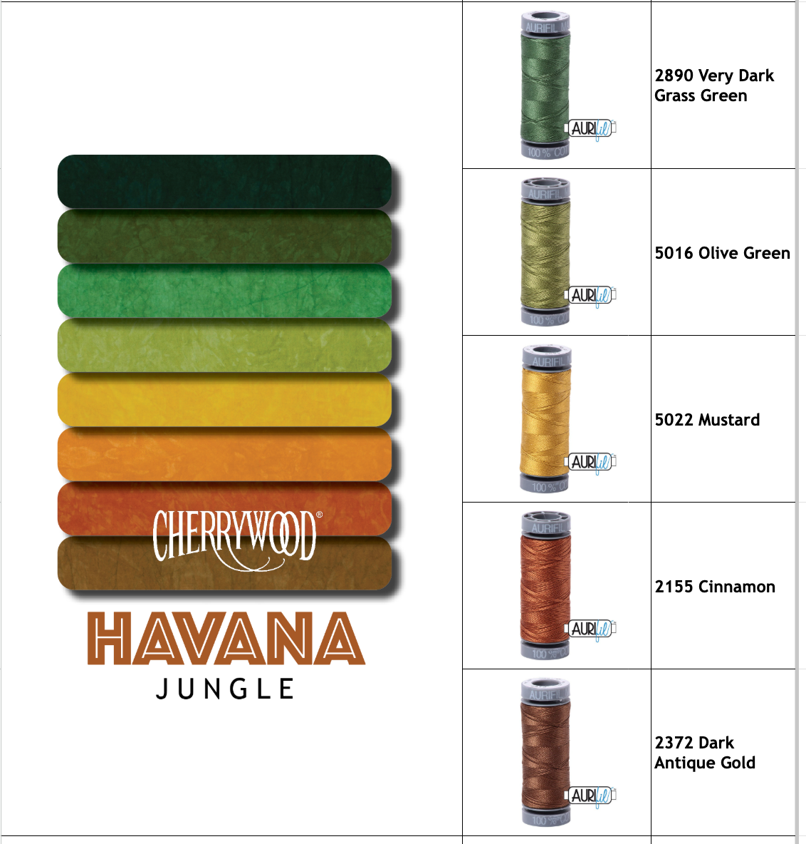 Aurifil Thread Collection: Havana - Jungle